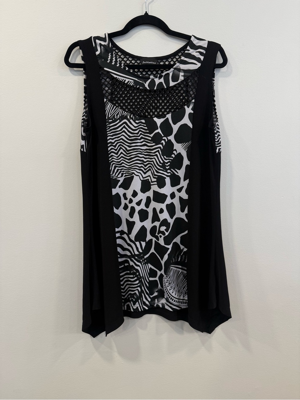 Y2K minidress - Black & White Sleeveless with mesh insert